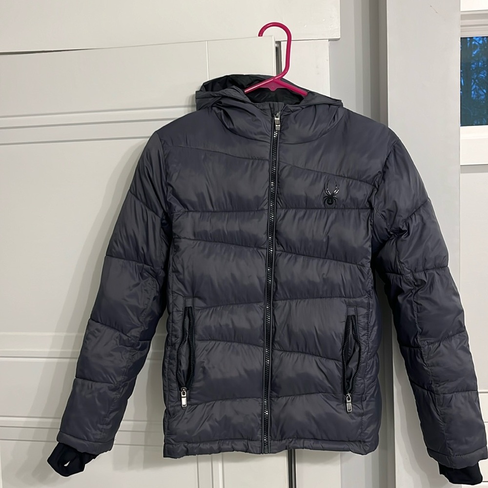 Spyder puffer jacket kids size M(10/12) grey